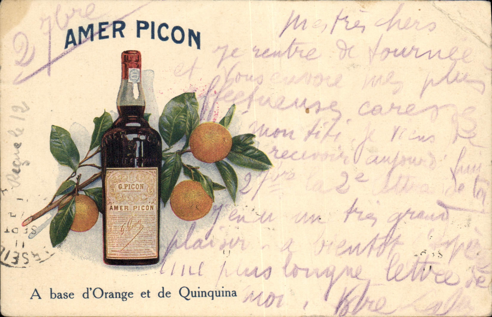 CPA Publicite Amer Picon a base d'orange et de Quinquina