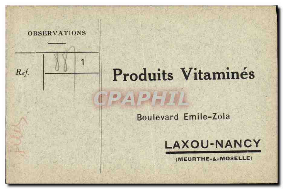 CPA Publicite Produits Vitamines Boulevard Emile Zola Laxou Nancy Meurthe et Moselle