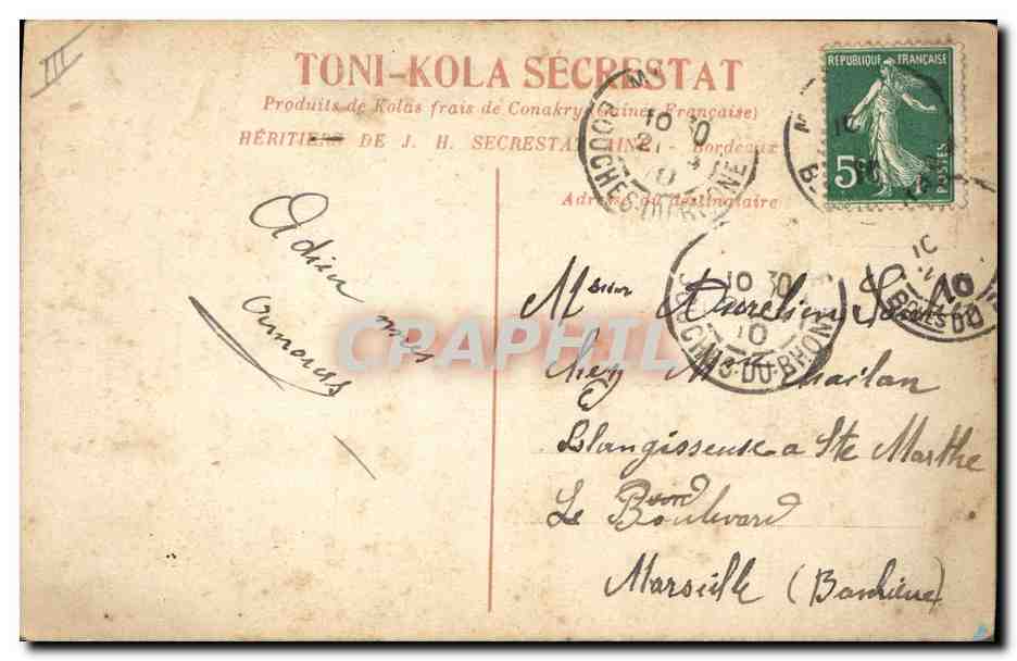 CPA Publicite Toni Kola — Verso