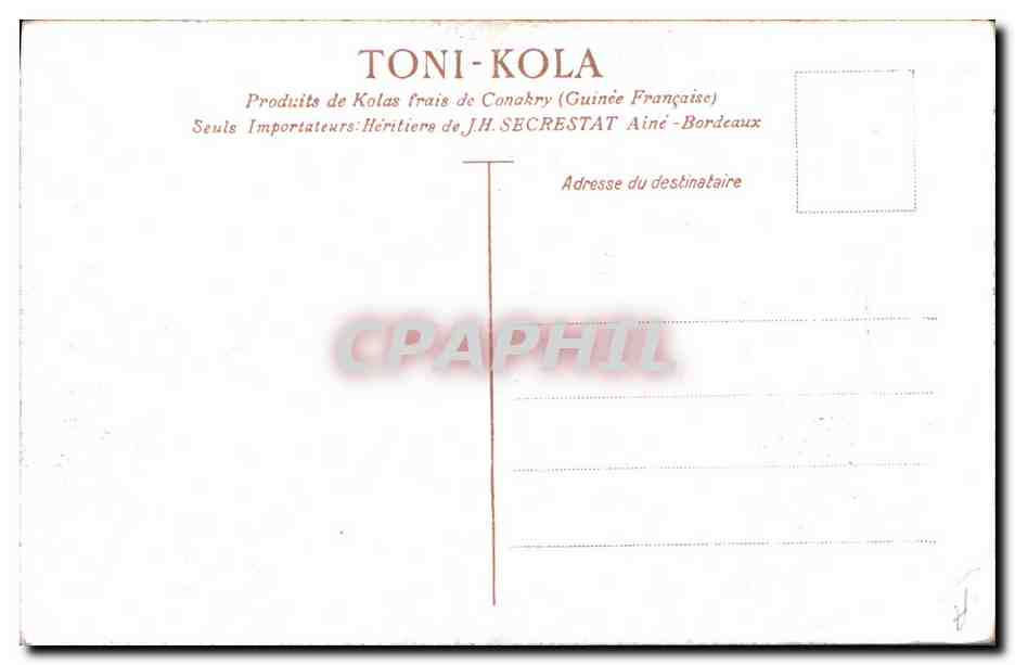 Caricature d'un homme étonné — Toni-Kola — dessin de G. Stephaneau & Oilette — Verso
