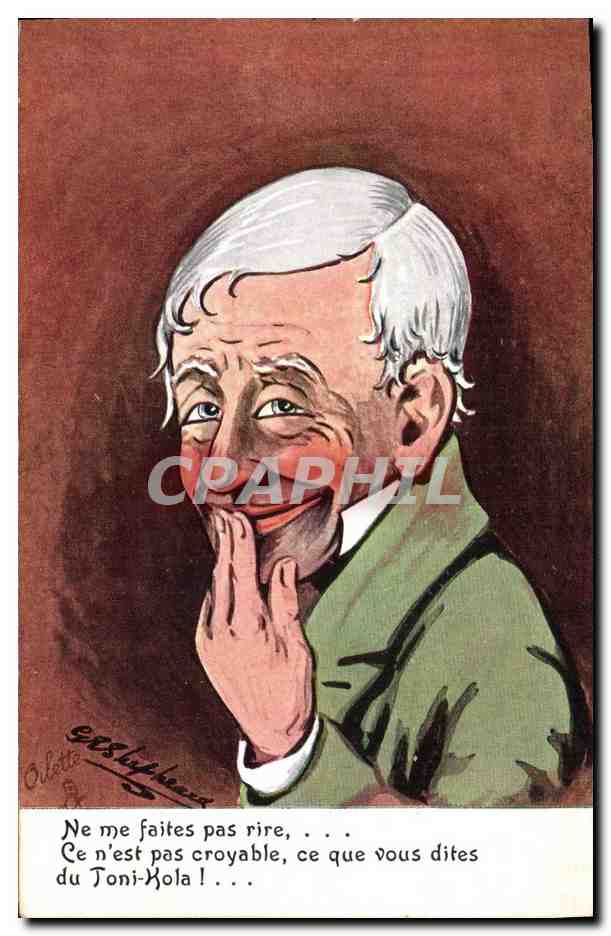 Caricature d'un homme âgé — Toni-Kola — éditeur Olidette, n° non visible