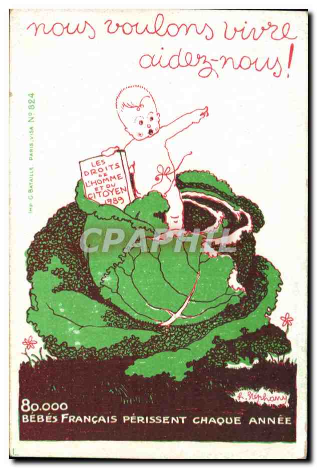Bébés français — Les droits de l'homme et du citoyen 1889 — Imp. G. Bataille, Paris, N° 824