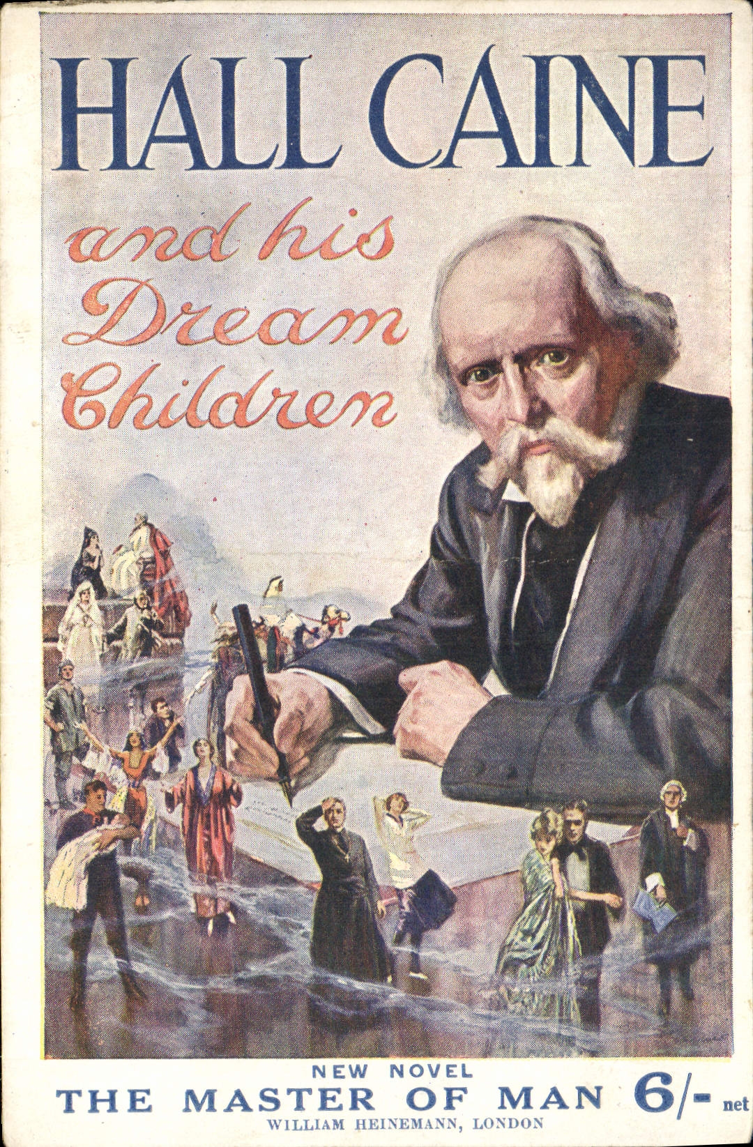 CPA Publicite Hall Caine and his dream Children New novel The master of man William Heinemann London 