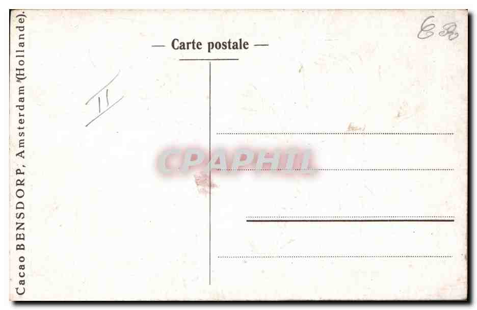 Deux personnes dans un bateau à voile — Amsterdam, Hollande — Cacao Bensdorp — Rückseite