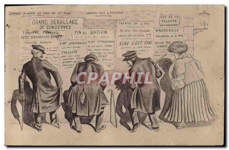 Scène de rue avec affiches de théâtres — éditeur non visible