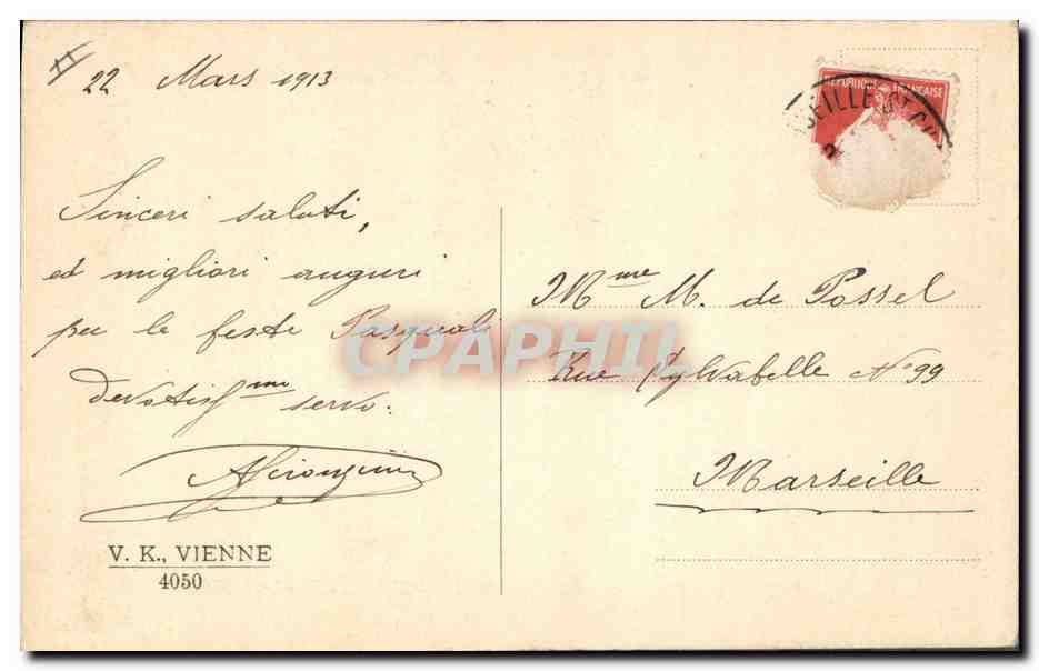 CPA Fantaisie Femme Paques — Verso