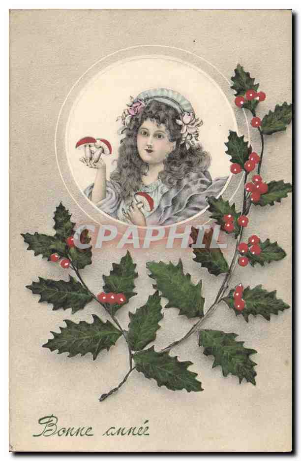 CPA Fantaisie Femme Champignons
