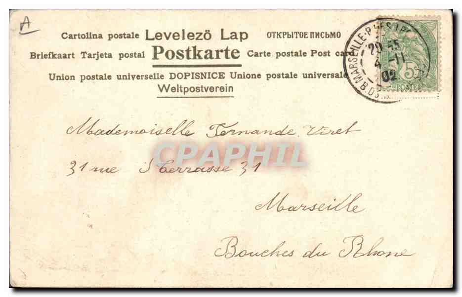 Jeune fille aux fleurs — carte postale illustrée — éditeur Bell, n° 2011 — Verso