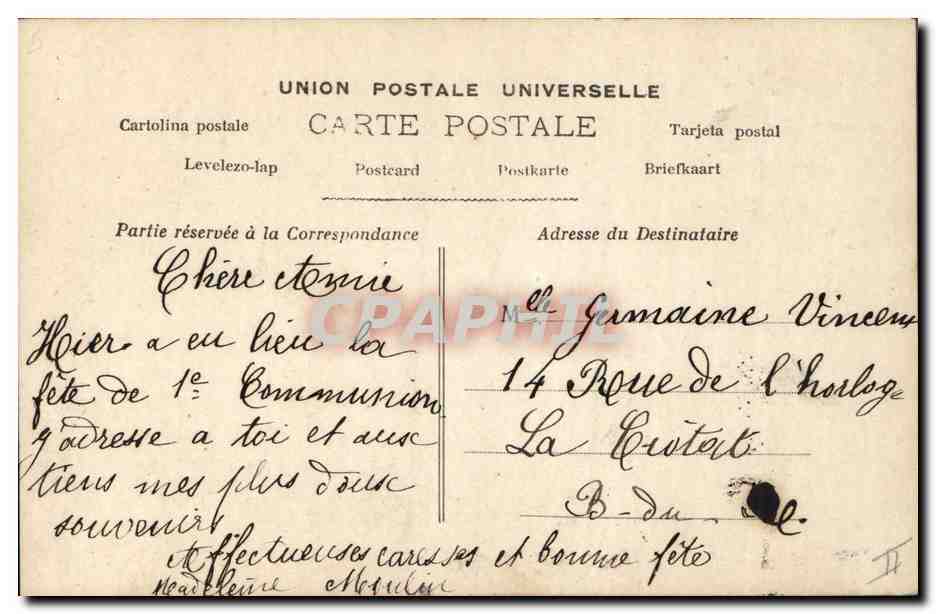 CPA Fantaisie Communion Enfant  — Rückseite