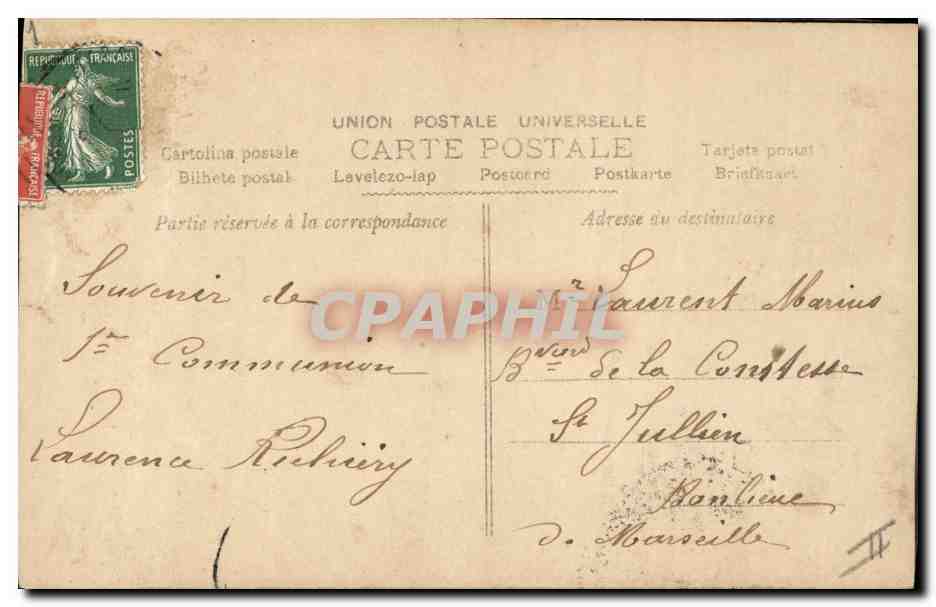 CPA Fantaisie Communion Enfant  — Rückseite