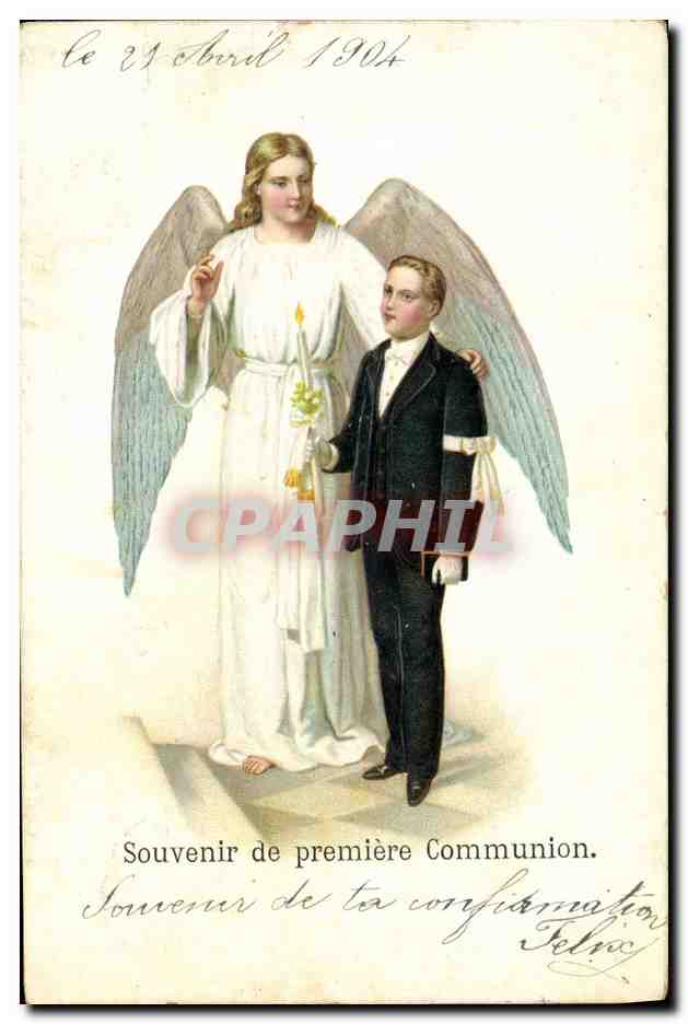CPA Fantaisie Communion Enfant Ange
