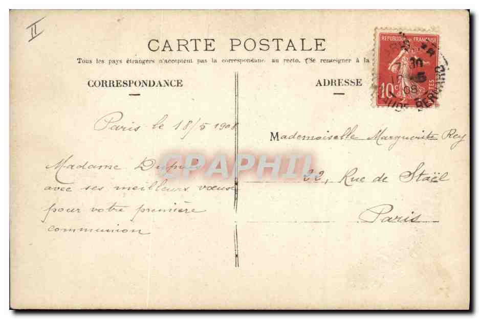 CPA Fantaisie Communion Enfant  — Rückseite