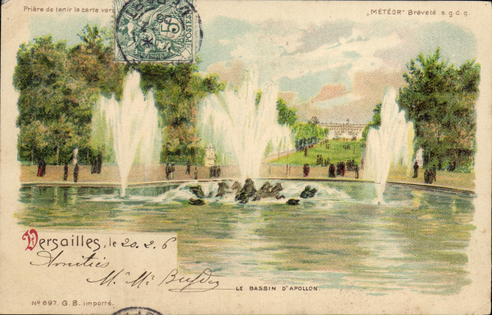CPA Fantaisie Illustrateur Carte transparente Versailles Le Bassin d'APollon 