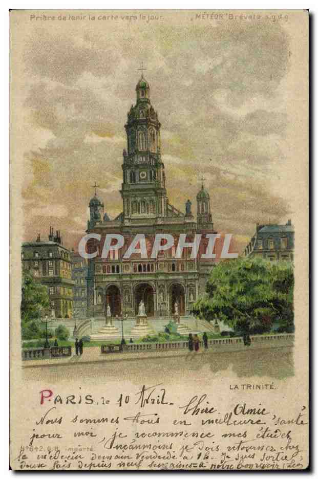 CPA Fantaisie Illustrateur Carte transparente Paris La Trinite