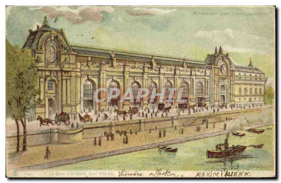 CPA Fantaisie Illustrateur Carte transparente Paris La Gare d'Orleans Quai d'Orsay