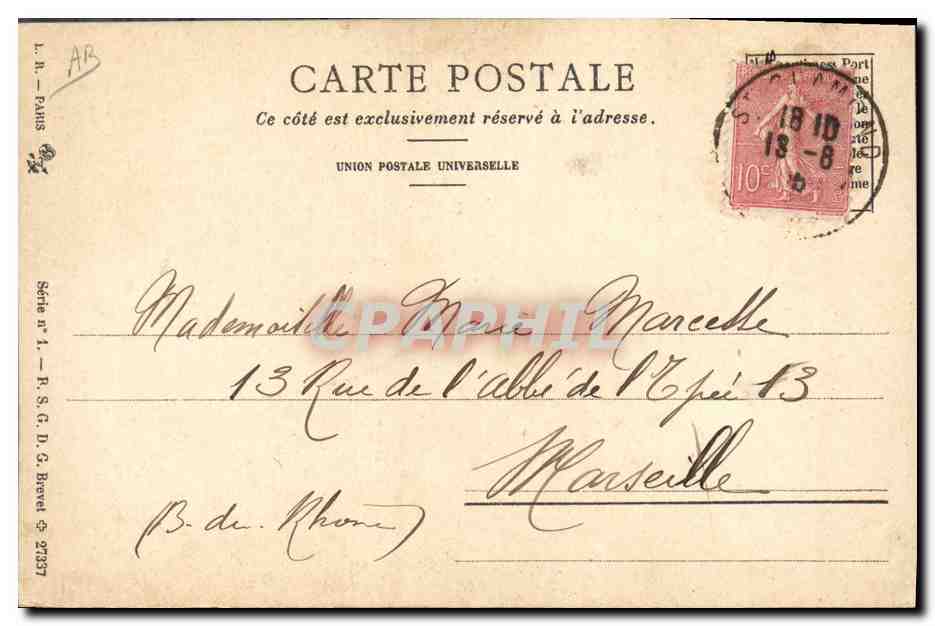 Pensée — Souvenir — Union Postale Universelle, Série n°1 — Reverso