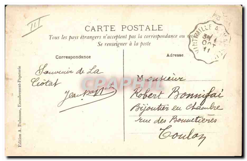 CPA Phare La Ciotat La Vigie — Rückseite