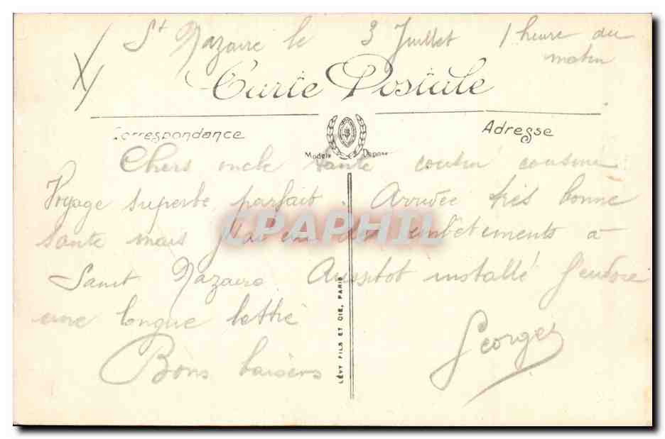 CPA Phare La pointe Villez Martin Saint Nazaire — Rückseite