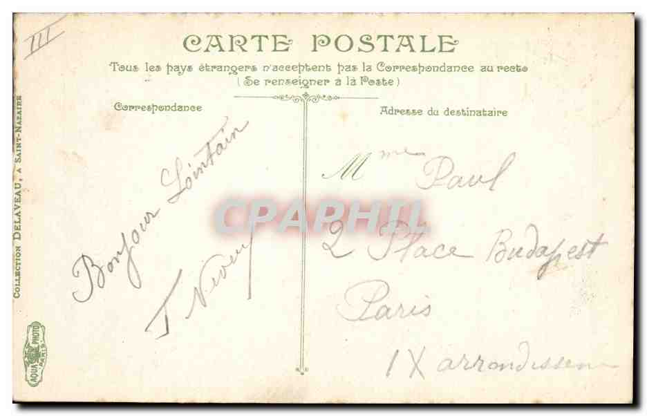 CPA Phare St Nazaire La Ville de Nantes Bateau — Rückseite