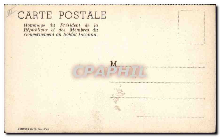 CPM Militaria President de la Republique Soldat inconnu Paris — Rückseite