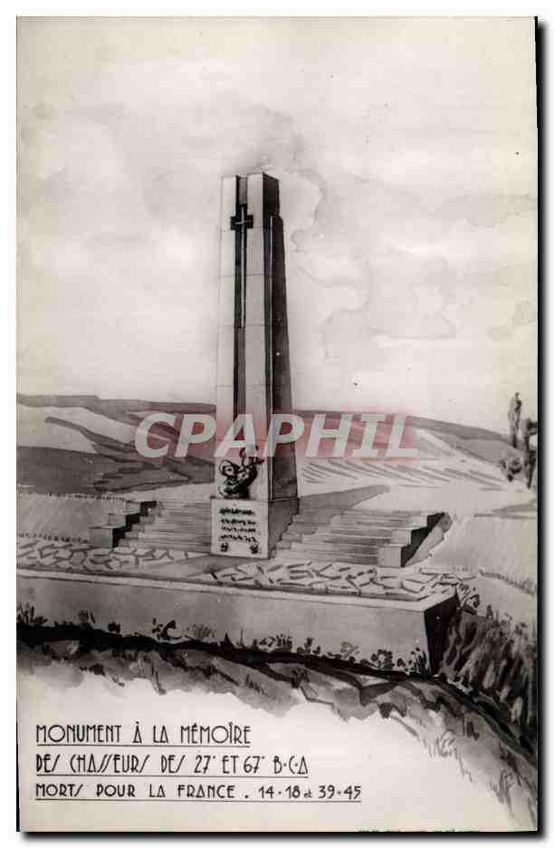 CPM Militaria Monument a la Memoire des Chasseurs des 27 et 67eme BCA