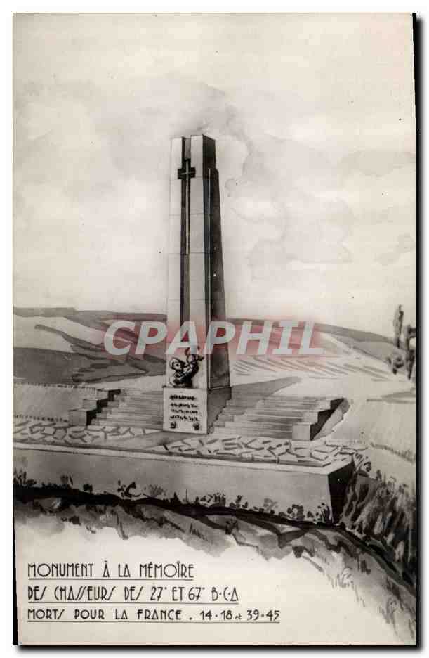 CPM Militaria Monument a la Memoire des Chasseurs des 27 et 67eme BCA