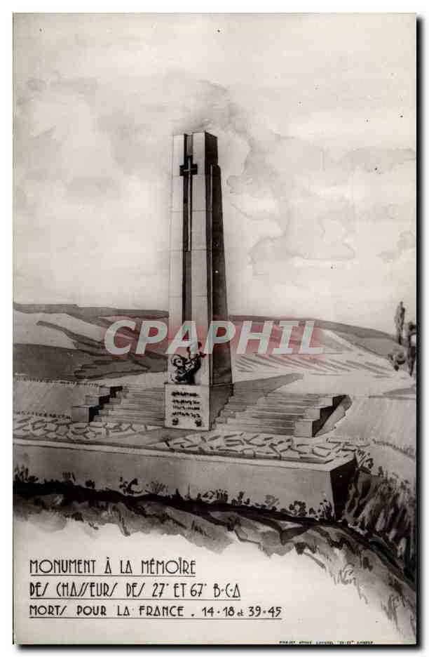CPM Militaria Monument a la Memoire des Chasseurs des 27 et 67eme BCA