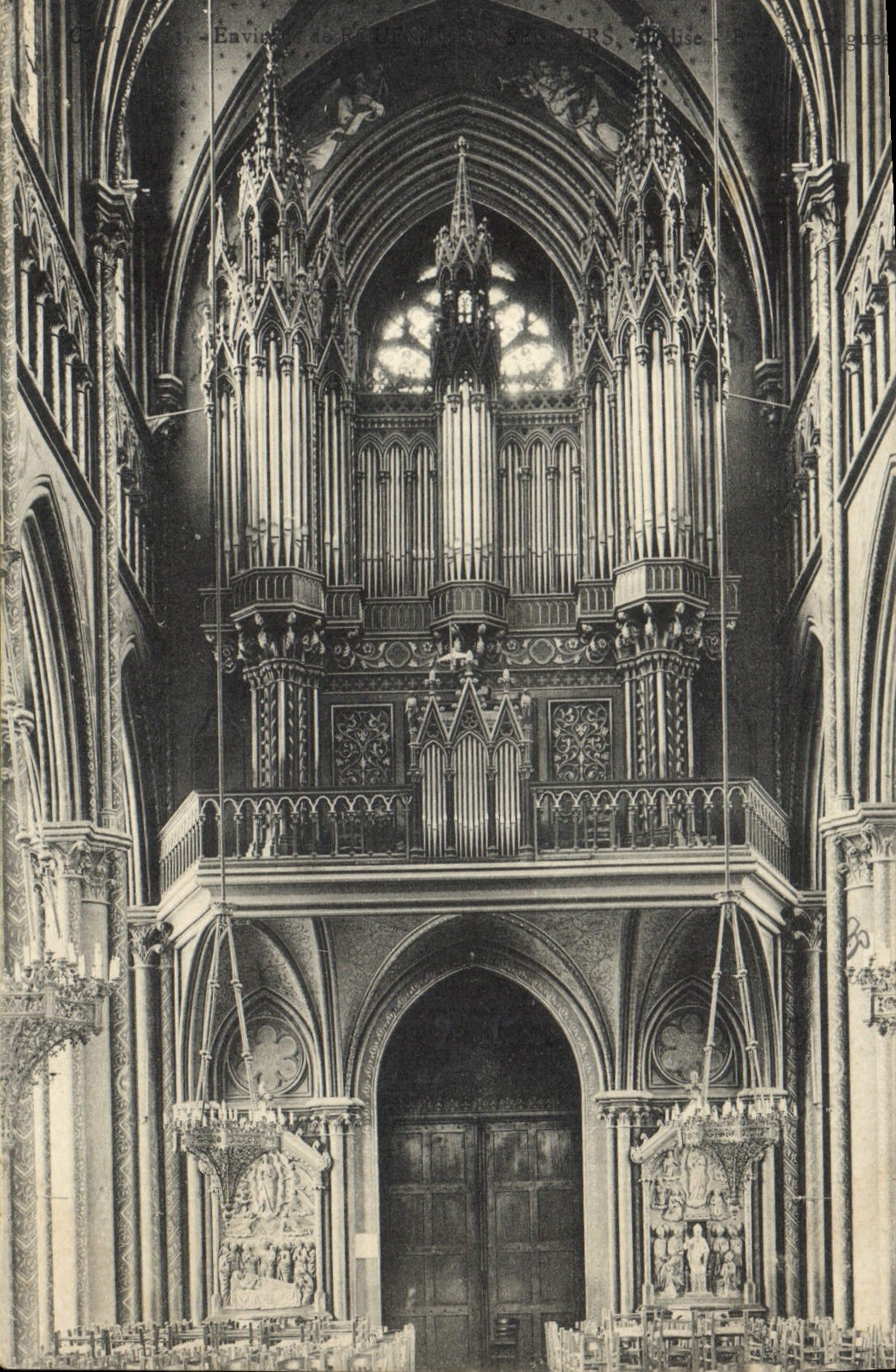 Orgue de la cathédrale de Reims — vue intérieure — éditeur C. Cuguet, n° 30
