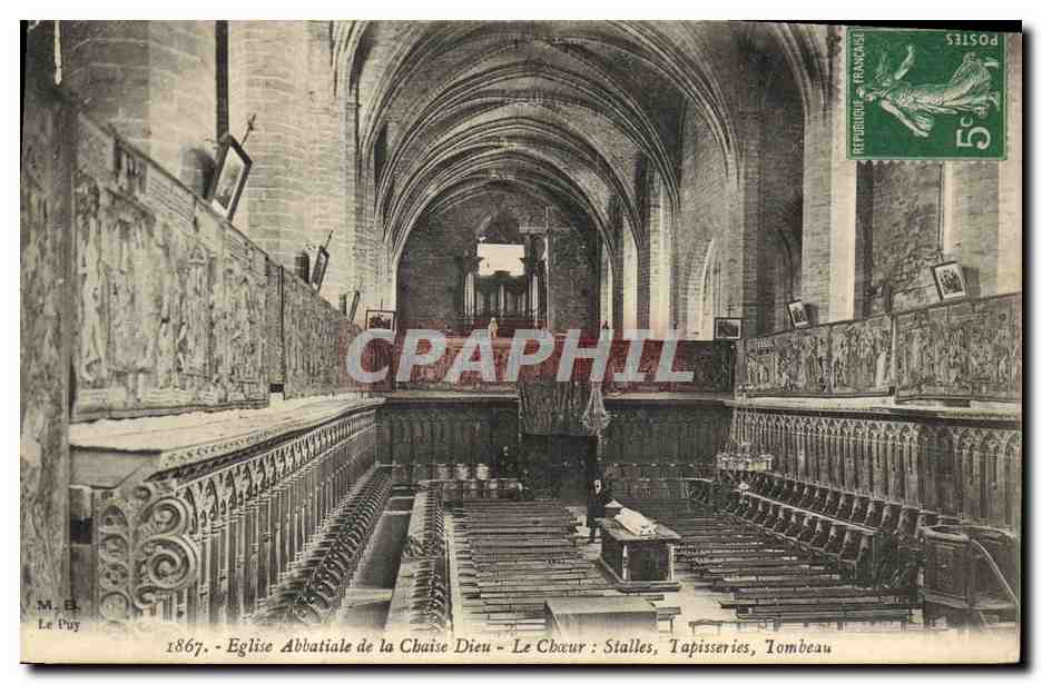 CPA Orgue Eglise abbatiale de la Chaise Dieu Le choeur Stalles Tapisseries Choeur