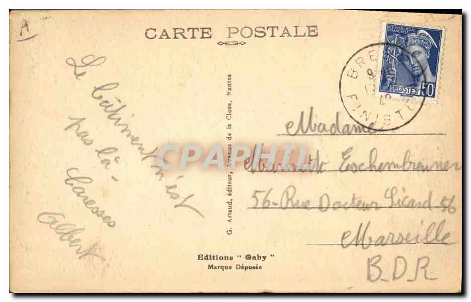 CPA Folklore Vieille femme des environs d'Auray  — Verso