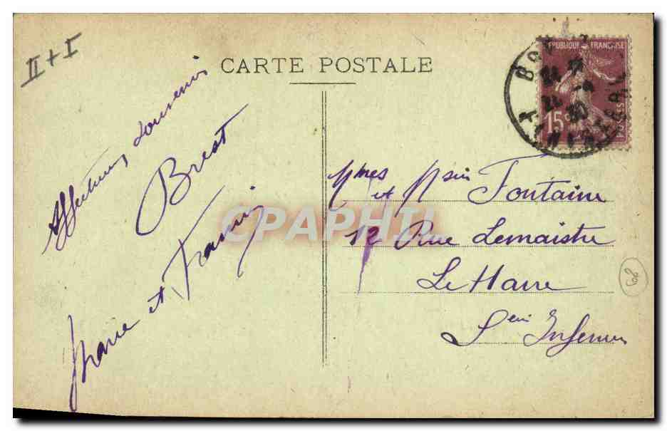 CPA Folklore Jeune fille de Quimper — Verso