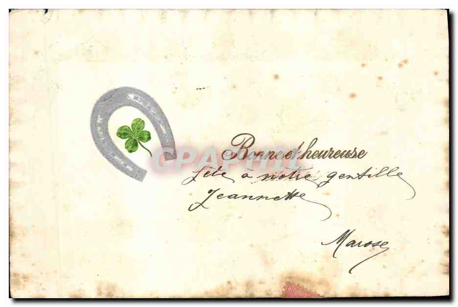 CPA Fantaisie Fleurs Fer a cheval