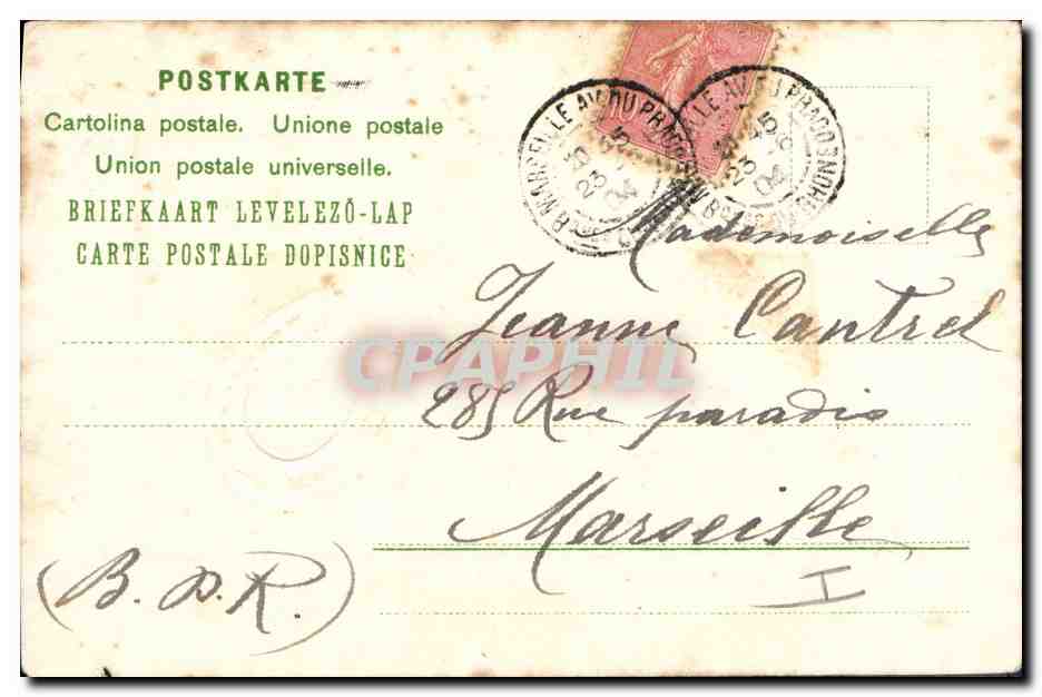 CPA Fantaisie Fleurs Fer a cheval — Rückseite