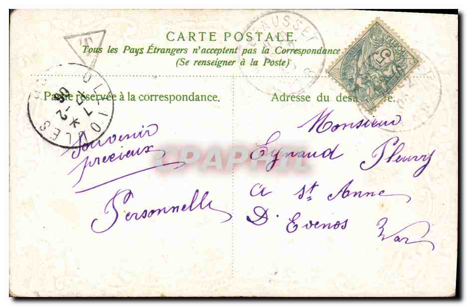 CPA Fantaisie Fleurs  — Rückseite