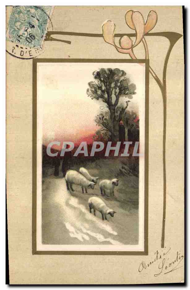 CPA Fantaisie Fleurs Moutons