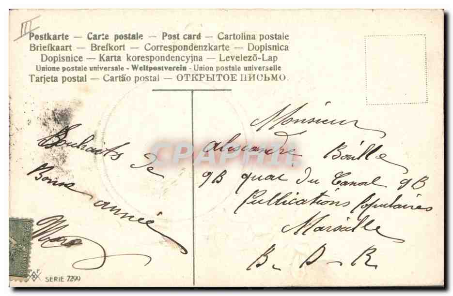 CPA Fantaisie Fleurs Annee 1908 — Verso
