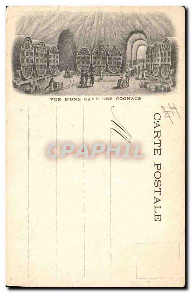 CPA Publicite Vue d'une cave des cognacs Reims Grand Theatre  — Verso