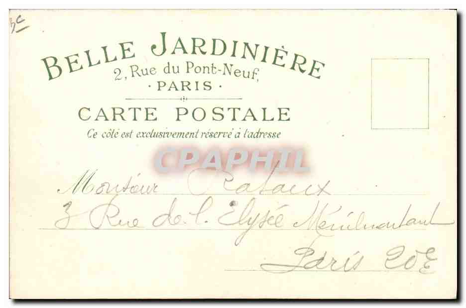 Souvenir de la Belle Jardinière — Rue du Pont-Neuf — éditée par Belle Jardinière — Rückseite