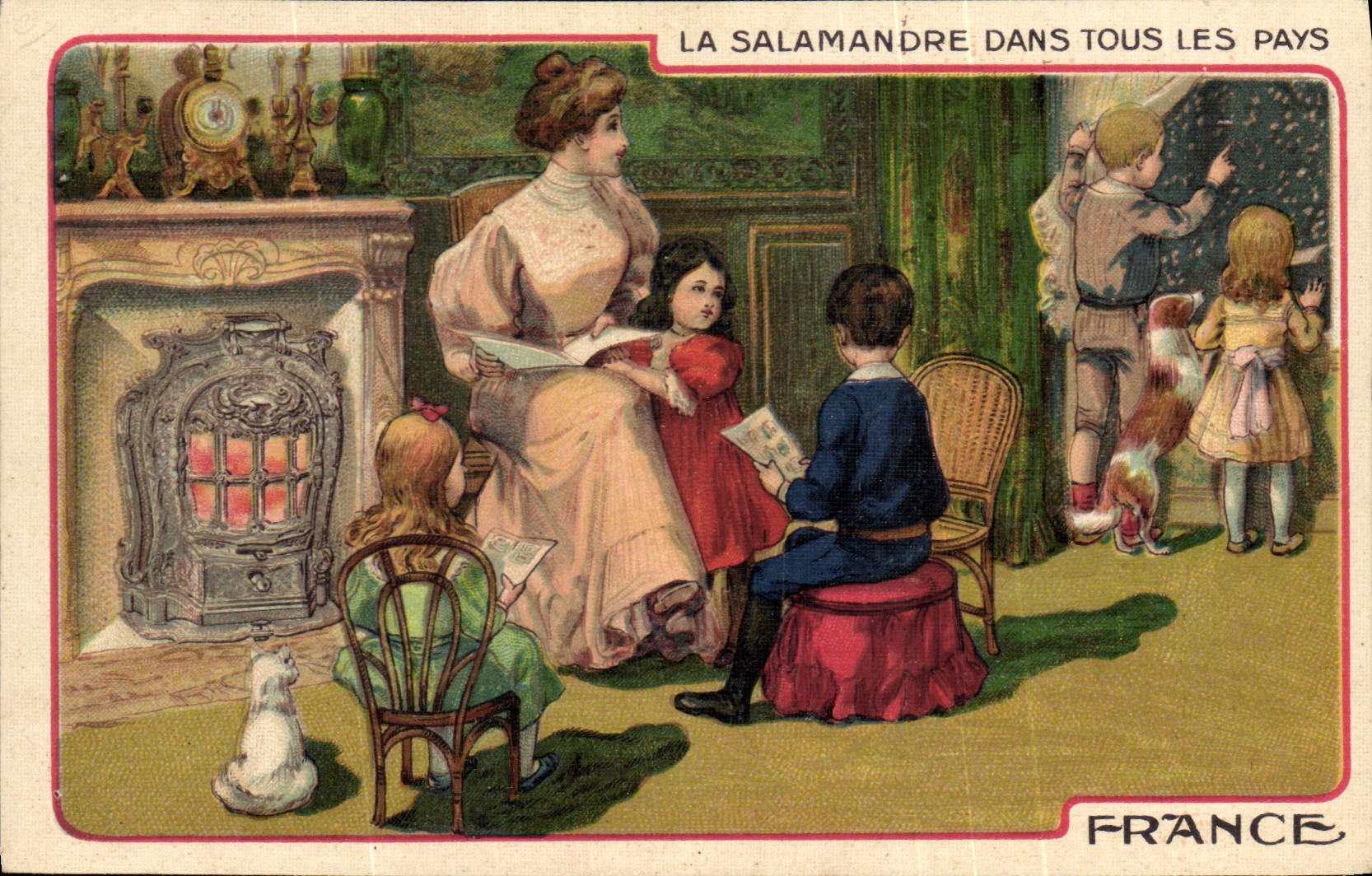 Famille et enfants dans un salon — La Salamandre dans tous les pays — France