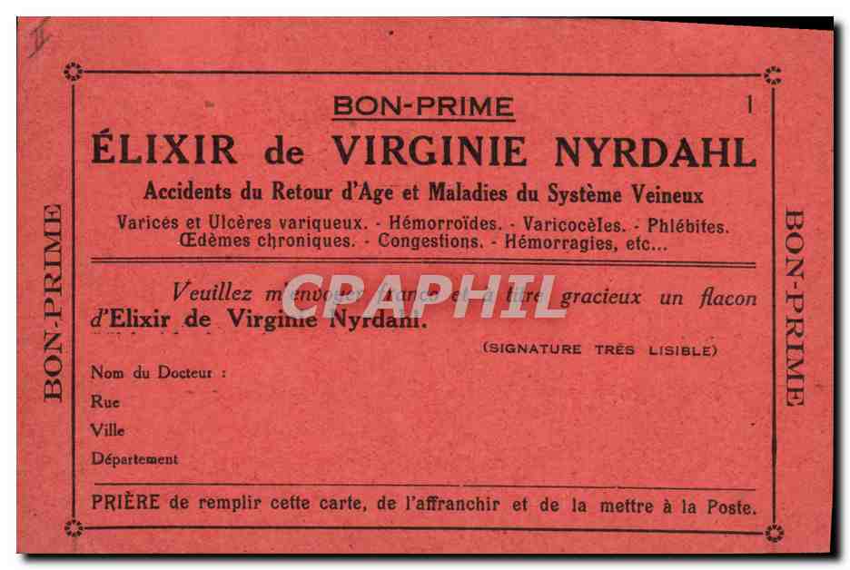 CPA Publicite Produits Nyrdahl Rue de la Rochefoucauld Paris 9eme  — Verso