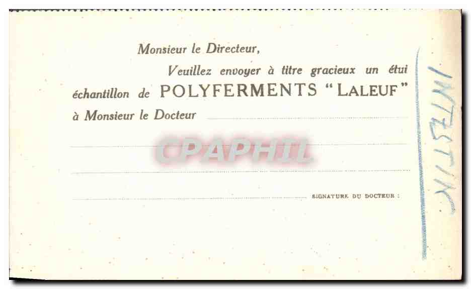 CPA Publicite Laboratoires Laleuf Rue du Laos Paris 15eme  — Rückseite
