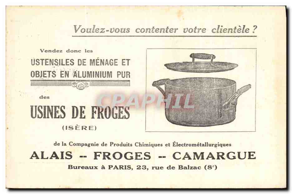 CPA Publicite Usines de Froges Isere Alais Froges Camargue Paris Rue de Balzac 8eme 