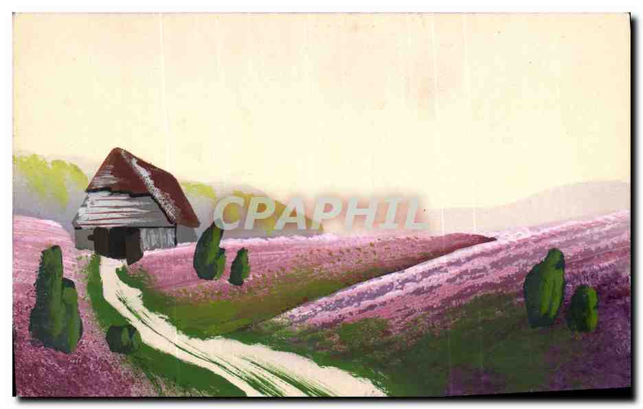 Paysage de lavande — maison isolée — éditeur inconnu