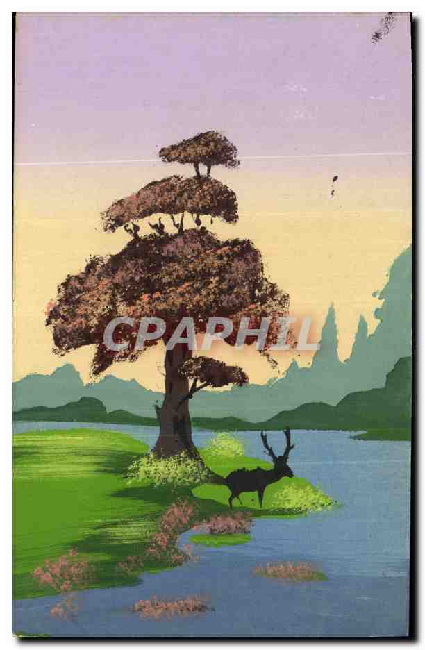Un cerf près d'un arbre — illustration — éditeur non visible