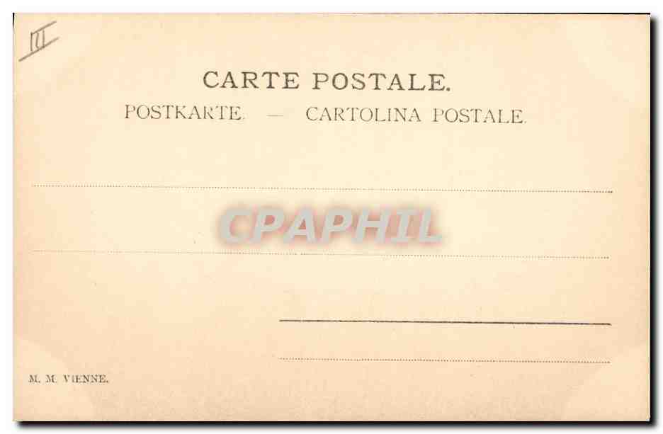 Femme en chapeau haut de forme caressant un cerf — illustration — M. M. Vienne — Verso
