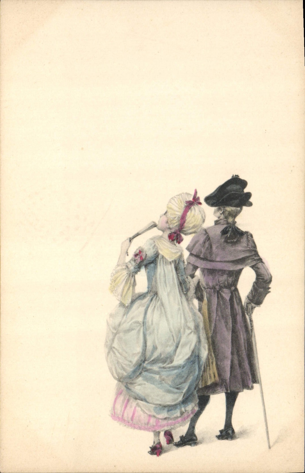 Deux personnages en costume d'époque — illustration — éditeur inconnu