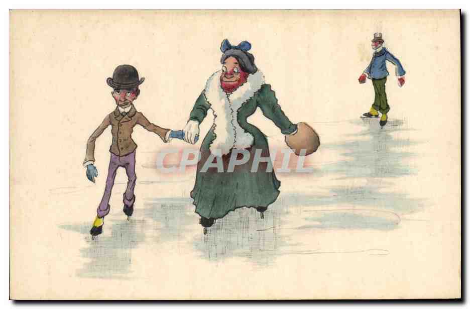 Patineurs sur glace — illustration humoristique — H.H.i.W. Nr. 697