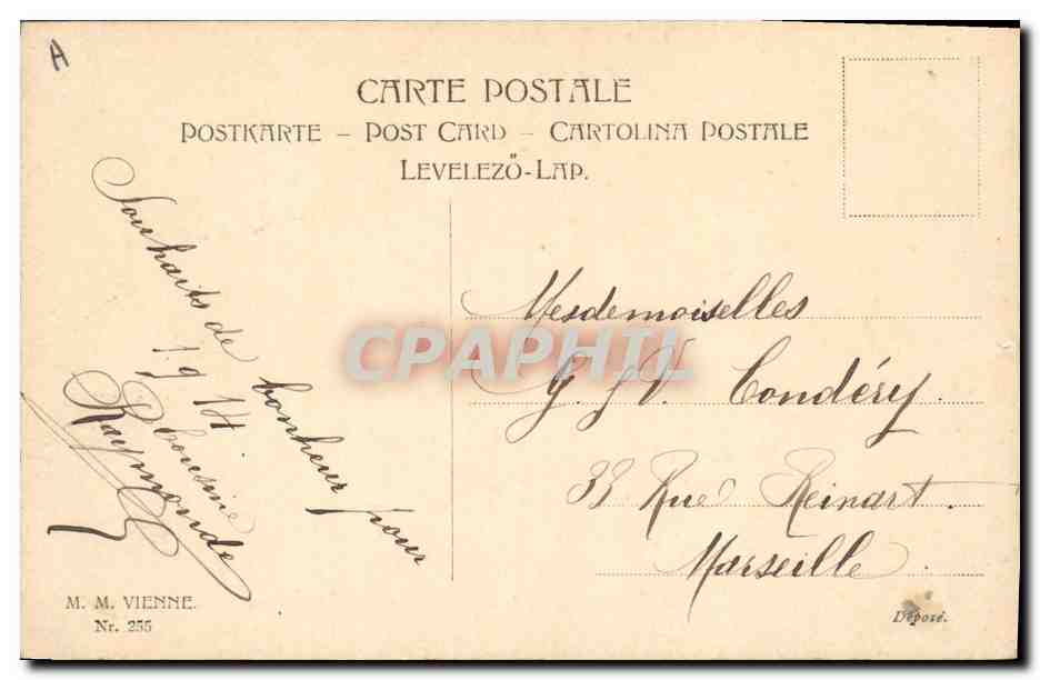 Drie jonge vrouwen — Nieuwjaar — M. M. VIENNE, n° 255 — Achterkant