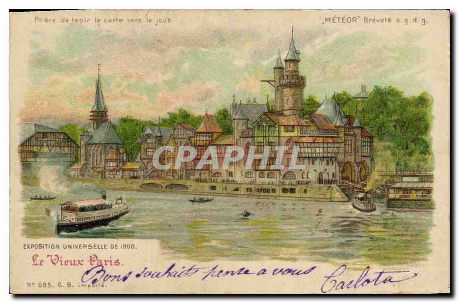 CPA Fantaisie Carte transparente Paris Exposition universelle de 1900 