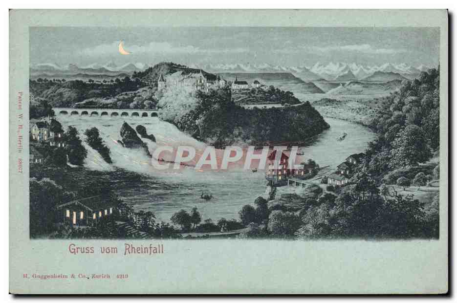 CPA Fantaisie Carte transparente Gruss vom Rheinfall